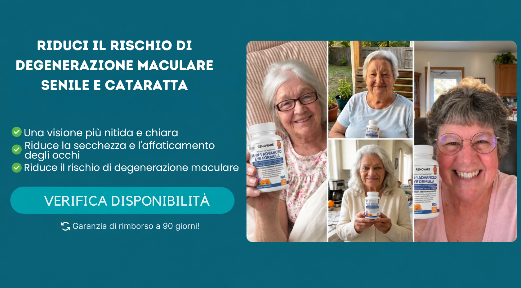 Renovare 15-in-1: riduci il rischio di degenerazione maculare senile e cataratta — garanzia di rimborso a 90 giorni